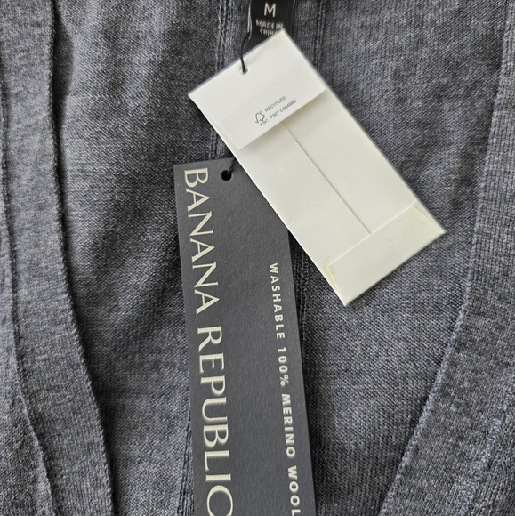 Banana Republic Merino Wool Sweater Cardigan Men Sz M Gray Long Sleeve ButtonUp - Picture 7 of 12